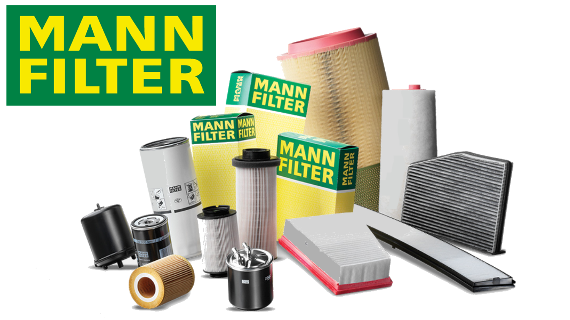 مجموعة توضيحية من فلاتر الزيت والوقود والهواء والتكييف من MANN-FILTER